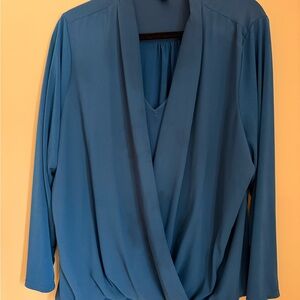 Alfani Blue Wrap Blouse with Relaxed Fit